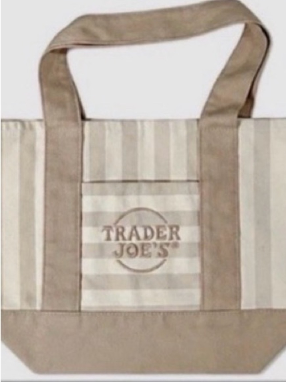 Trader Joe’s Tan Mini Tote Striped Canvas Tote Bag